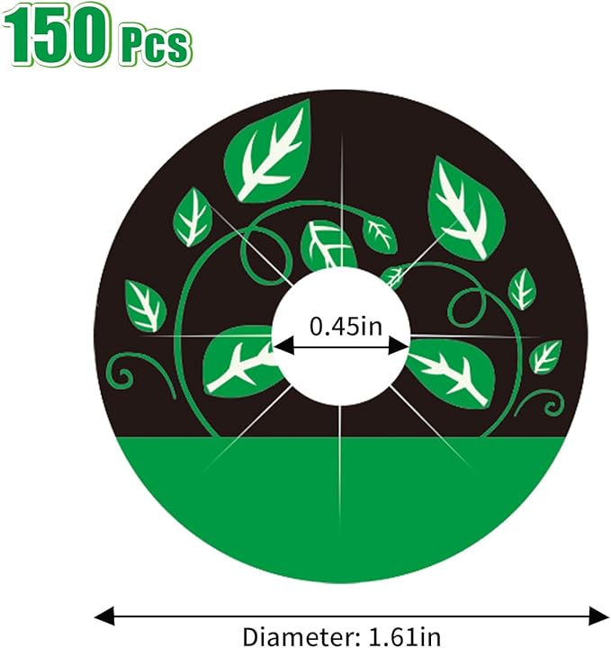 150Pcs Seed Pod Labels Stickers, PVC Hydroponics Growing System Grow Baskets Round Peel Labels for Plant Germination Growth Recording (41mm)