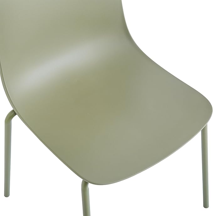 Plastic Stackable Dining Chairs Set of 4, Modern Outdoor Patio Chairs with Metal Legs for Patio Cafes, Restaurants and Office Waiting Room (Sage Green)
