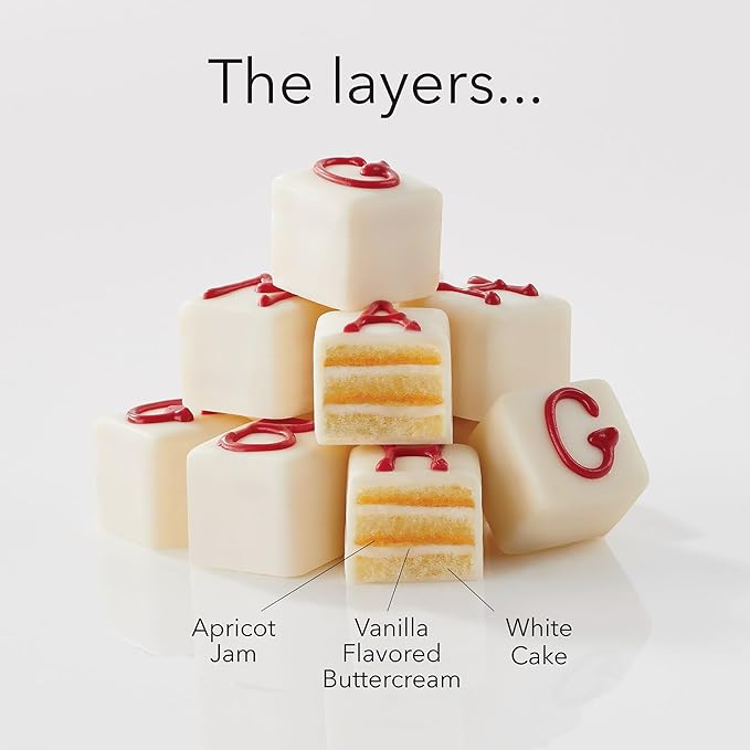 The Swiss Colony Bah Humbug Petits Fours Cakes - Gourmet Cake Assortment with Chocolate, Vanilla, and Layer Cakes - Holiday Dessert Gift for Christmas and Celebrations - (Pack of 24)