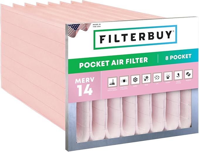 Filterbuy 12x24x12 Air Filter No Header (3-Pack), Rigid Cell Box Filters HVAC (Actual Size: 11.38 x 23.38 x 11.38)