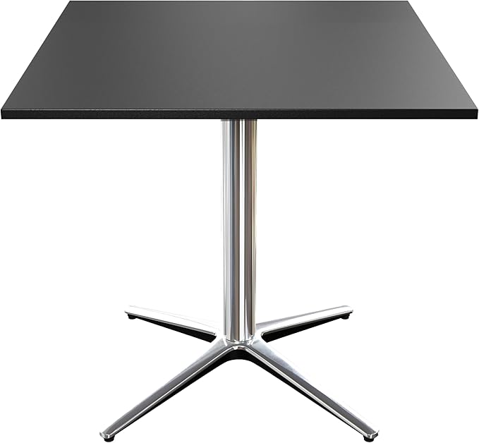 PHI VILLA Outdoor Patio Bistro Table, 31" Square Metal Pedestal Small Dining Table for 2-4, All-Weather Modern Table for Outside Deck, Yard, Porch, Balcony - Black
