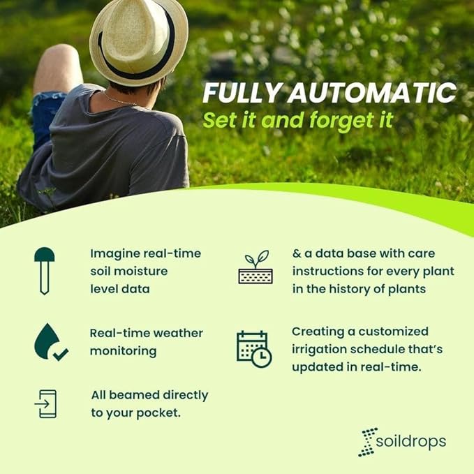 Soildrops AI Smart Sprinkler Controller, 8-Zone WiFi Irrigation Controller for Indoor & Outdoor Use, DIY Garden & Lawn Watering Kit, App-Based Auto Watering
