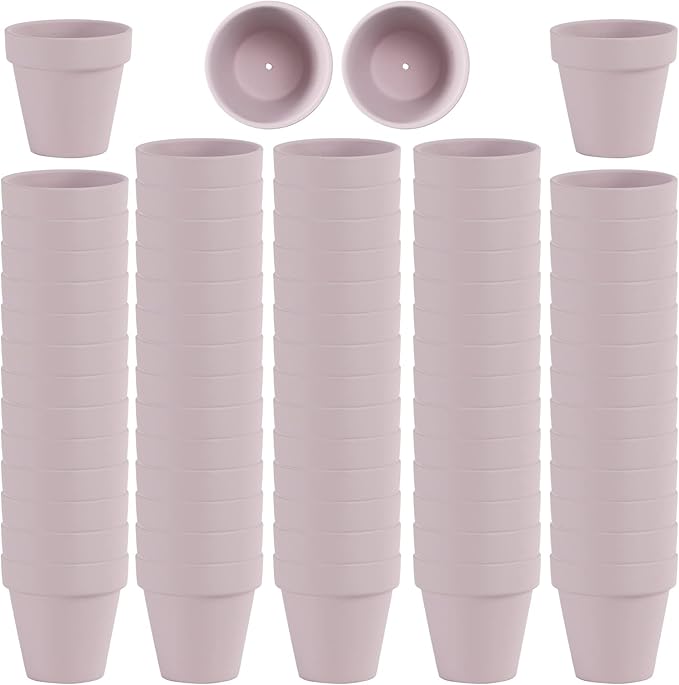 72 PCS Small Mini Pink Clay Pots with Drainage Holes, 2.5inch Terra Cotta Pot Clay Ceramic Pottery Planter, Succulent Nursery Pot/Cactus Plant Pot, for Indoor/Outdoor Plants, Crafts, Wedding Favor