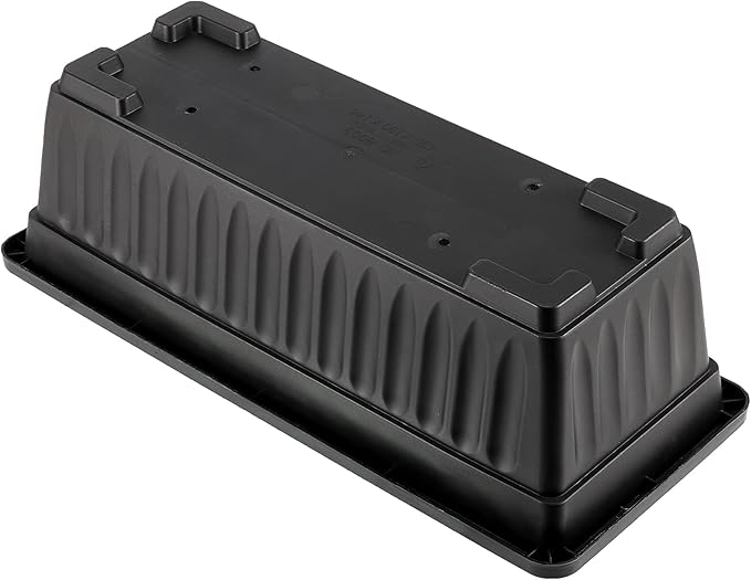 HAKZEON 6 Pack 17 Inches Plastic Flower Box Planters with Trays, Countryside Flower Window Boxes with 30 Plant Labels, Black Rectangular Vegetable Planters for Windowsill, Porch, Balcony, Garden