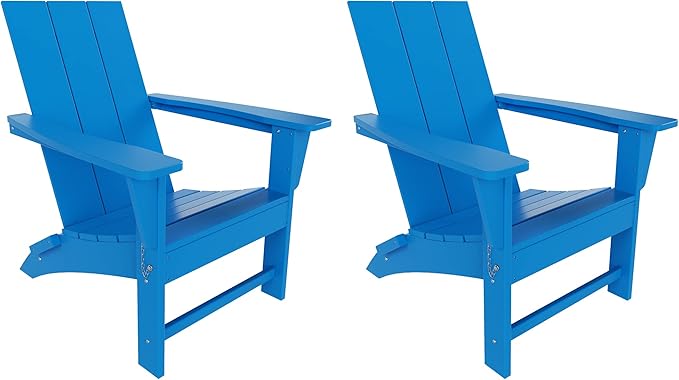 WestinTrends Ashore Modern Outdoor Folding Adirondack Chair (Set of 2), Pacific Blue