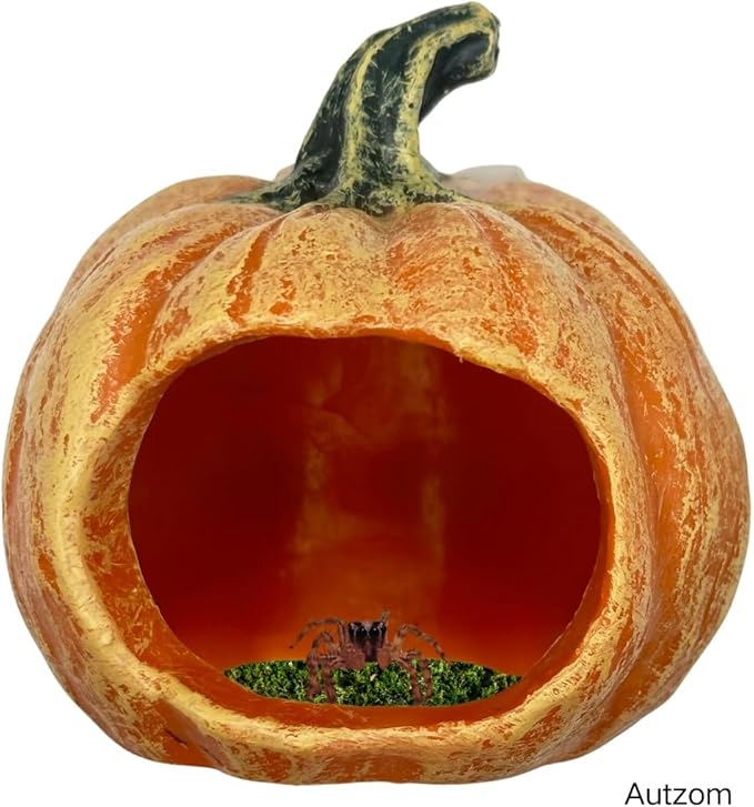 Jumping Spider Enclosure Accessories, Pumpkin Decor Hideout and Platform, Habitat Hide House for Spiders - Small Pets Furniture