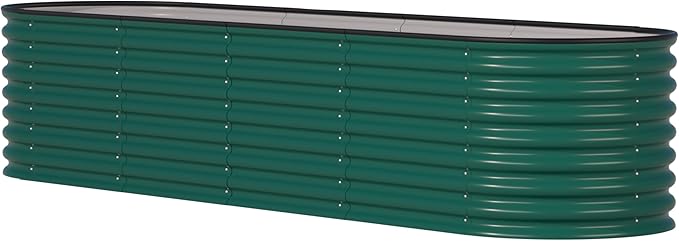 BlueWish 8ftx2ftx2ft Raised Garden Beds with 4 Aluminum Support Rods, Raised Garden Beds Outdoor with Rubber Strip, Bottomless Design, Metal Garden Bed for Vegetable, Flower,Herbs