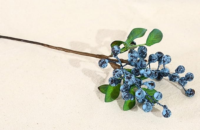 Mistari Artificial Flowers California Faux Blueberries Artificial Blueberry Stems for Decorating Blueberry Picks Fruit Fake Silk Flowers Home Decorative Party Wedding (20 Pack)