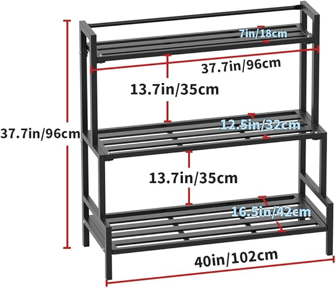 DHYGOTFUR 3-Tier Aluminum Plant Stand Outdoor, Heavy-Duty Metal Tiered Plant Stand, Tall Corner Plant Shelf for Patio, Waterproof Rust-Resistant Plant Rack for Indoor Outdoor Home Garden Decor, Black