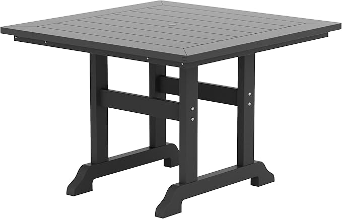 WestinTrends Malibu 5 Piece Adirondack Outdoor Dining Set, All Weather Poly Lumber Patio Table and Chairs Furniture Set, 43" Trestle Square Dining Table and 4 Adirondack Dining Chair, Gray