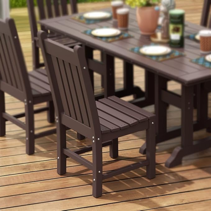 WestinTrends Malibu HDPE Outdoor Armless Patio Dining Chair Dark Brown