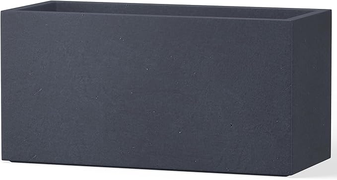 Kante 23.6" L Rectangular Concrete Planters, Outdoor Indoor Modern Plant Pot with Drainage Hole and Rubber Plug for Garden, Patio, Charcoal Finish