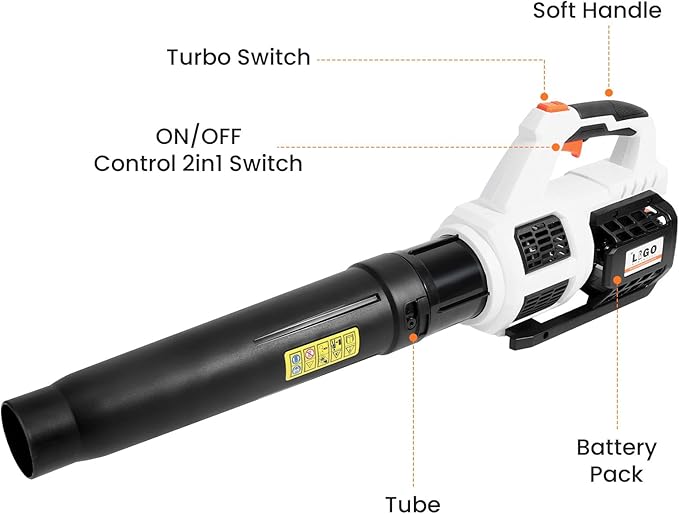 LIGO 20V Cordless Leaf Blower, Lightweight Handheld, Brushless Motor with 4.0Ah Battery for Lawn, Yard Debris and Light Snow