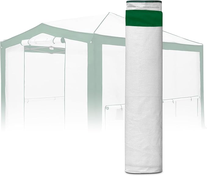 EAGLE PEAK Replacement Cover for 12x8 Pop up Greenhouse with Polyester Reinforced Corners, Front and Rear Roll-Up Zipper Entry Doors and 4 Roll-Up Side Windows (Frame Not Included), Green/White