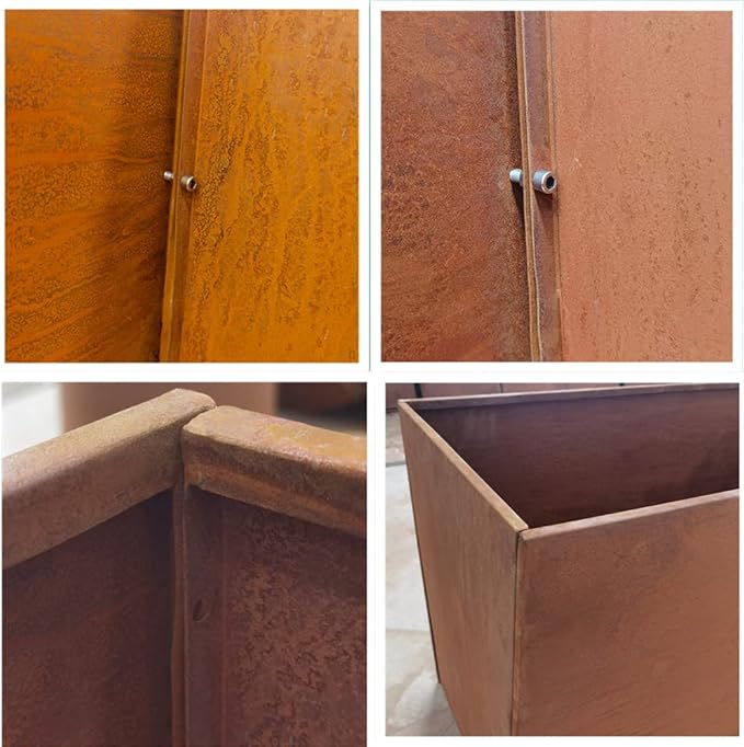 GZGNEEVL Corten Steel Planter Box Metal Outdoor Planter Large Square Cube Rustic Planter Pot Durable Antique Detached for Commercial Residential Tall Plant Patio Deck and Backyard 32 Inch