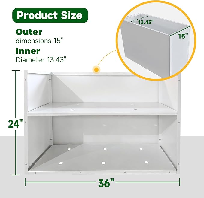 GZLVSOW Metal Rectangular Outdoor Planter Box 36" x 15" x 24" White Steel Long Planter Spliced Flower Box with Partitions for Outside,Indoor,Garden (White, 36 * 15 * 24)