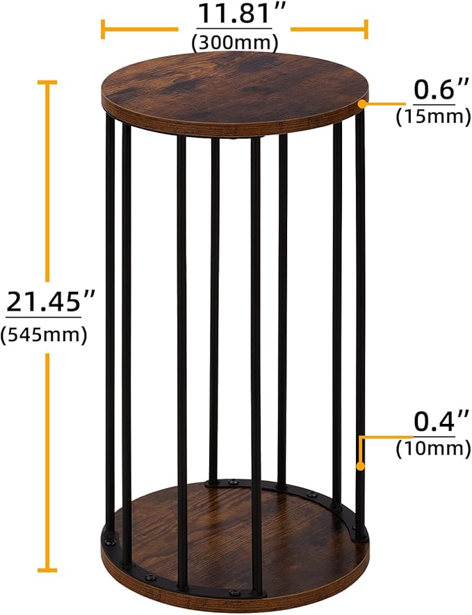 Leinade Plant Stand Indoor,small plant stool,Flower Pot Corner stand holder,Mid Century Heavy Duty Metal Tall Home Decor,Modern Round End Table,Small Rustic Display Stand for Living Room,Bedroom(Brown,21In)