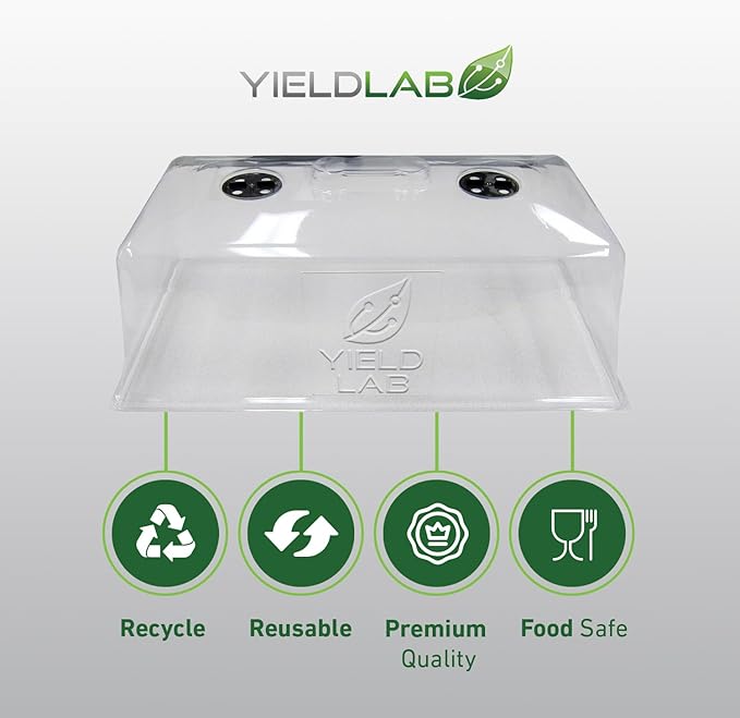 Yield Lab 7 Inch Propagation Dome - 25 Pack Humidity Vented Domes – Plant Growing Dome for Seedling, Germination, Soil & Hydroponic Horticulture
