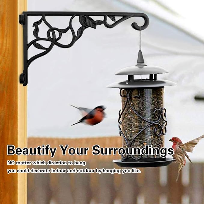 KABB Heavy Duty Hanging Plant Brackets, 2pcs 13" Hand Forged Iron Wall Mount Bracket Durable Rust-Resistant Plant Hanger Hook for Hanging Plants Bird Feeder Wind Chimes Lantern