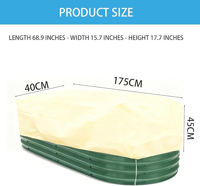 BATULU Plant Frost Protection Cover, Rectangular Garden Blanket with Drawstring, Plant Covers Freeze Protection,68.8 x 17.7 x 15.7 Inch, 2 Pack