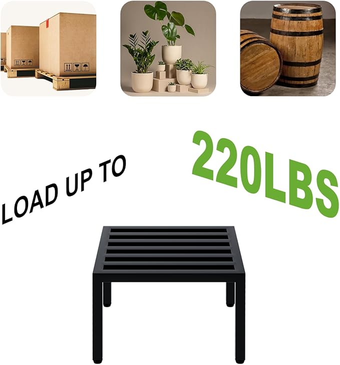 Zhongma 2 Pack 12" Sturdy Potted Plant Stand Flower Pot Holder Heavy Duty Construction, Square Low Plant Stand 12 x 12 x 7.87 inch for Home Indoor and Outdoor, Sturdy plant riser and saucer without Installation Required