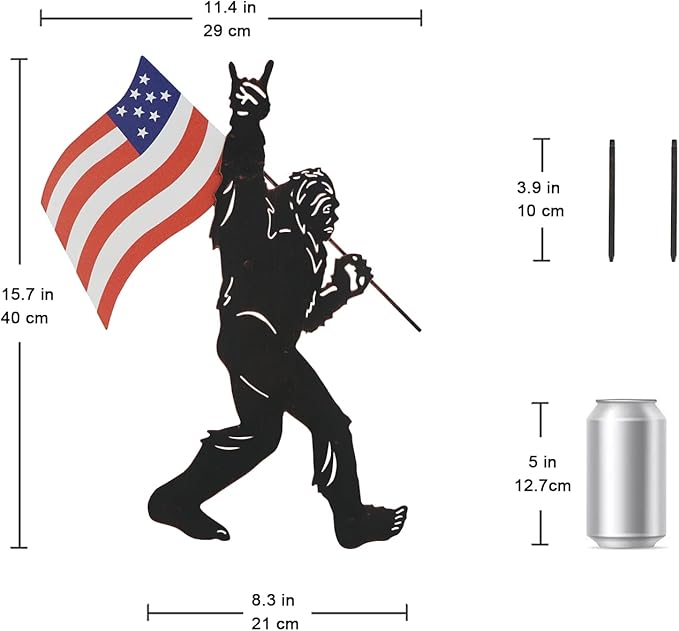 TT & MM Big Foot Sasquatch Gifts for Men/Women,Bigfoot Yard Decor Metal Garden Stakes,Patriotic Decorations Outdoor Bigfoot Silhouette Statues for Yard Art,Patio,Lawn