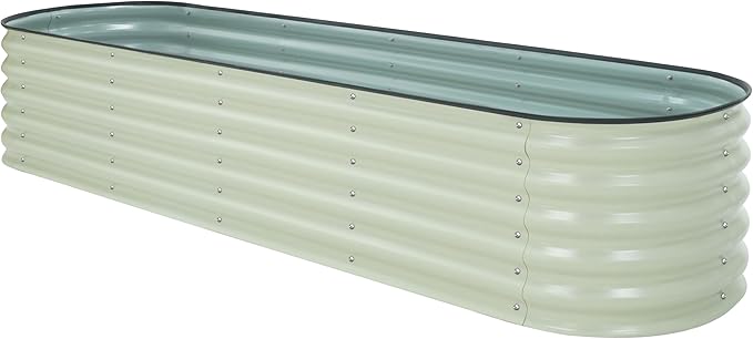 BlueWish 8x2x1.4FT Galvanized Raised Garden Bed, 17" H Raised Bed Outdoor for Plants, 9 in 1 Raised Garden Bed Kit, Metal Planter Box for Vegetables Flowers, Beige