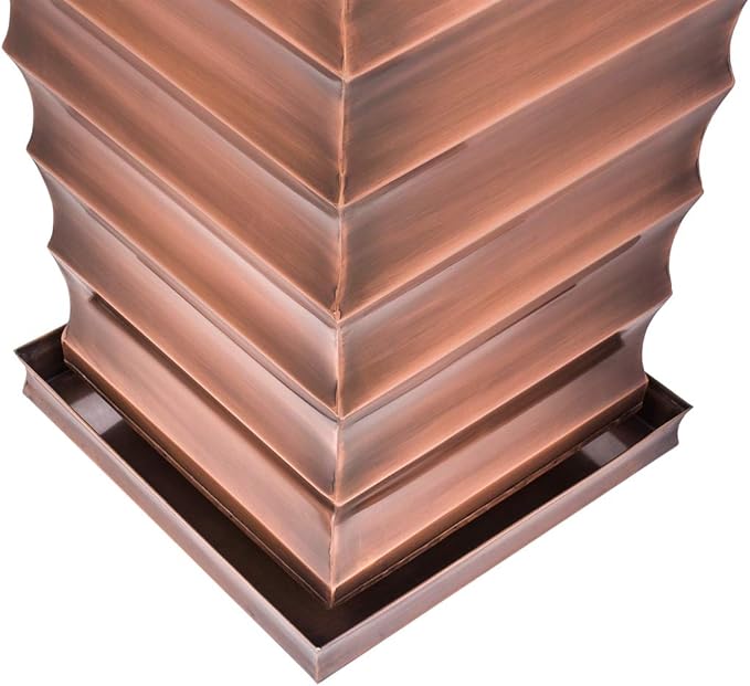 H Potter Tall Outdoor Indoor Antique Copper Planter Decorative Patio Deck Entryway Hallway Flower Large with Tray