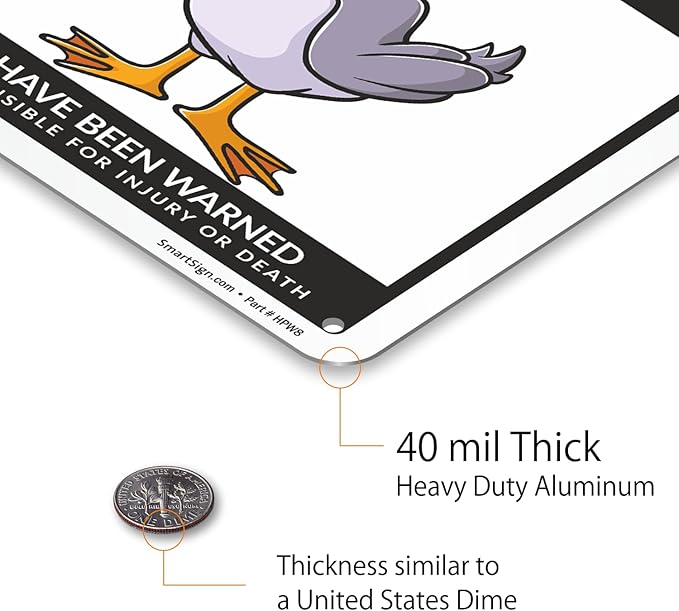 SmartSign Funny Beware Of Ducks Warning Sign - 10"x7", 40 mil Laminated Rust-free Aluminum - Metal Signs for Wall Decor, Outdoors, Patio, Gifts, Cafe - Ducks Theme, Made in USA