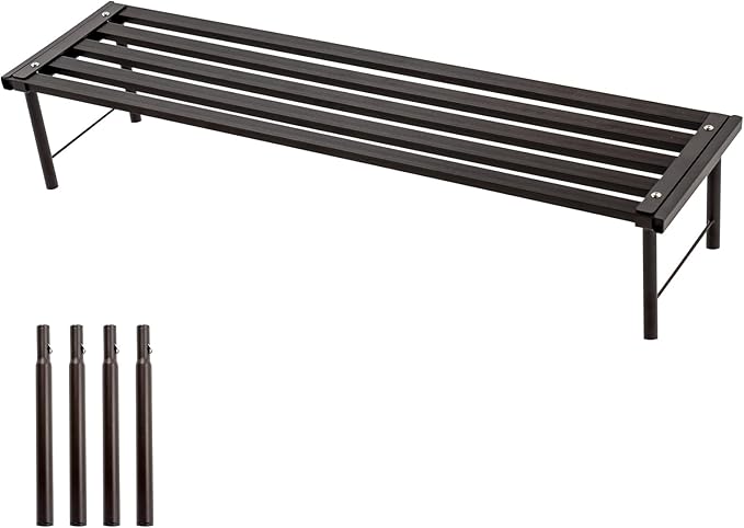 MultirackX Metal Plant Stand, Rust-proof Aluminum Flower Pot Stand, Heavy Duty Planter Display Shelving for Patio Balcony Garden Living Room Decorative (Ebony, 35.4 Inch)