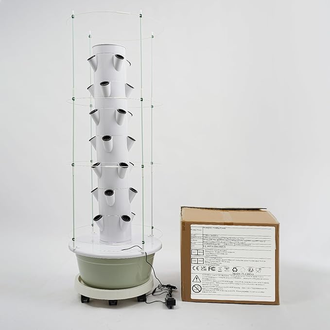 Hydroponics Growing System, 28-Plants Indoor Hydroponic Tower with Pump System, Timer, Climbing Trellis, Vertical Garden Planter with Wheels, Hydroponic Germination Kit for Gardening Lover