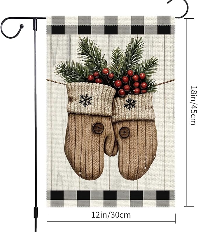Christmas Garden Flag 12x18 Inch Double Sided Burlap with Mason Jar Winter Design, Perfect for Outdoor Holiday Yard Decoration
