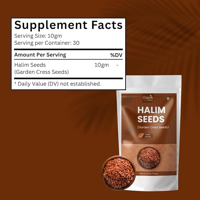 Organic Spree Halim Seeds 300gm (10.6oz) | Garden Cress Seeds | Lepidium Sativum | Pure and Natural- Pack of 2