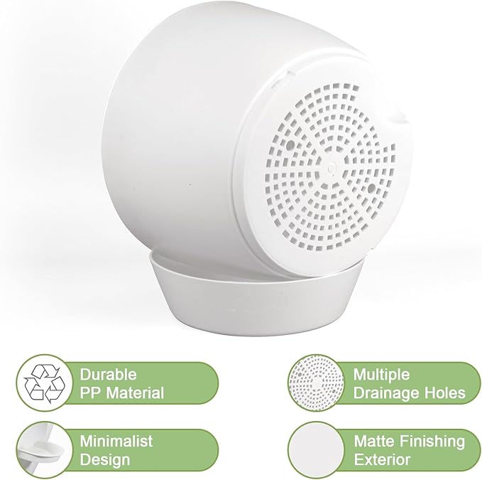 WSMKSZ 12/10/9 inch Large Self Watering Pots, Plant Pots with Mesh Drainage Holes for Indoor Outdoor Garden Plants, Flower Pots with Removable Deep Reservoir, Set of 3 Plastic Planters, White