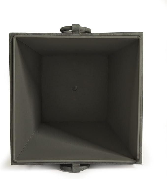 MY SWANKY HOME Large Minimalist Classic Metal Box Planters Liners Square Industrial Rivets Gray