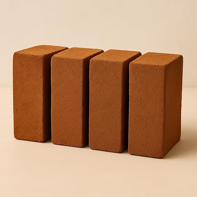 COCONIQ Premium Coco Coir Bricks 4 Pack - Lightweight Cocopeat for Garden Soil, Compressed Coconut Fiber Brick for Potting, Gardening, Planting, Seed Starting, Indoor & Outdoor Plants, Set of 4