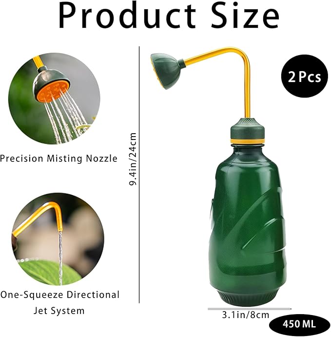 450ml Plant Watering Can Spray Bottle for Indoor Plants, Succulents, Flowers Fine Mist Squeeze Bottle for Home Gardening & Plant Care (2)