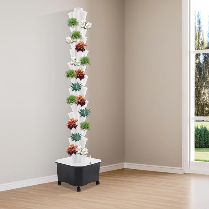 Hydroponics Growing System, 12 Layers 60 Plant Sites Indoor Hydroponic Tower with Water Pump, Vertical Garden Planter with Wheels, Hydroponic Germination Kit for Gardening Lover