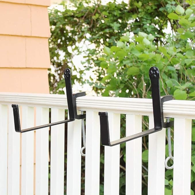 Achla Designs SFB-03C, 10 inch Railing clamp Window Flower Box Brackets, Black
