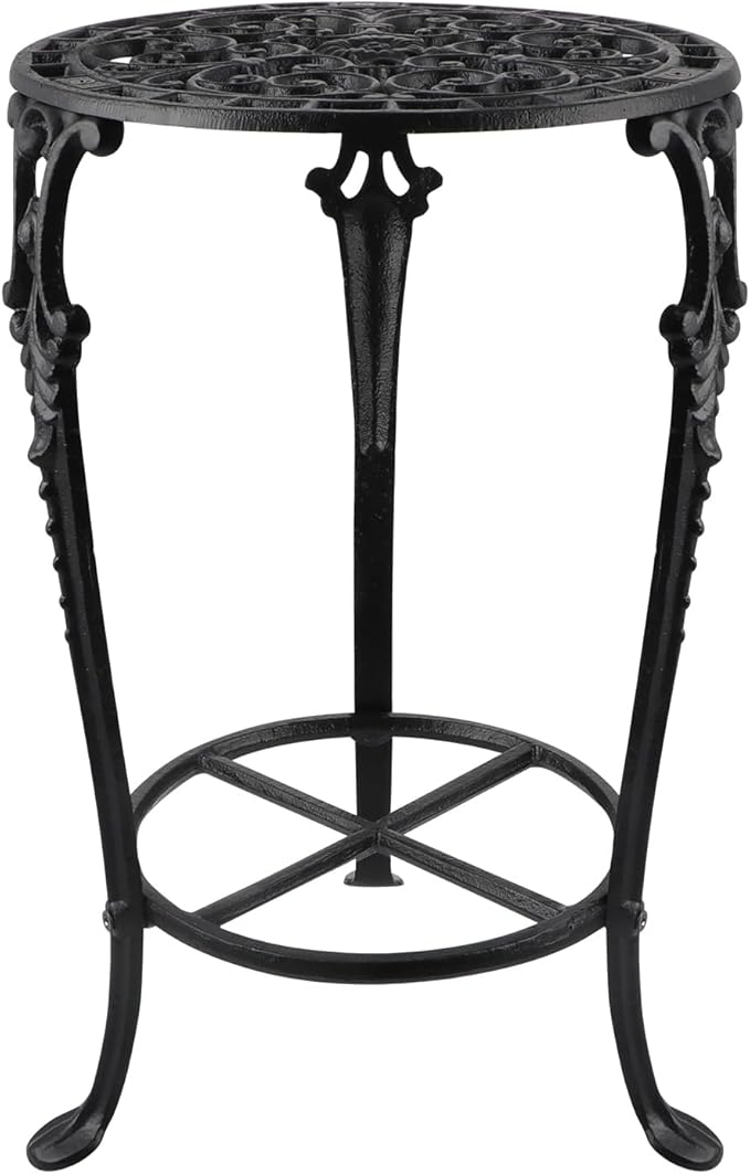Fardtry Vintage Cast Iron Plant Stand, 18.8" Tall Flower Pot Holder, 2 Tiered Potted Planter Rack for Living Room, Bedroom, Kitchen, Porch (Black)