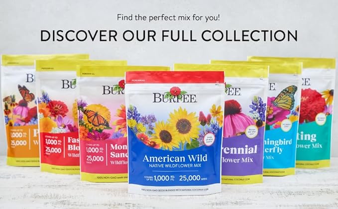 Burpee Wildflower 25,000 Bulk, 1 Bag | 18 Varieties of Non-GMO Flower Seeds Pollinator Garden, Perennial Mix