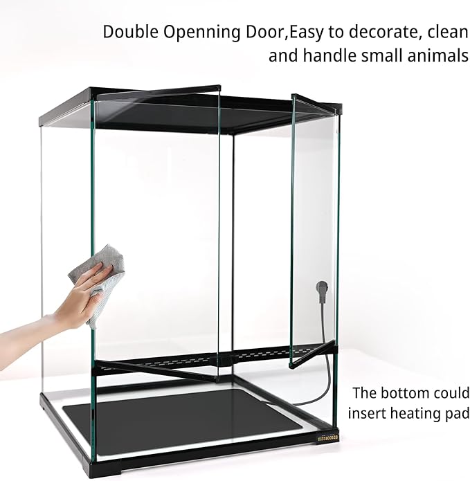 waazoorep 30 Gallon Tall Reptile Glass Tank Terrarium 18"x18"x24" Large Habitat Enclosure for Gecko,Lizard,Chameleon,Frog,Snake,No Install Needed and Come with Tank Background