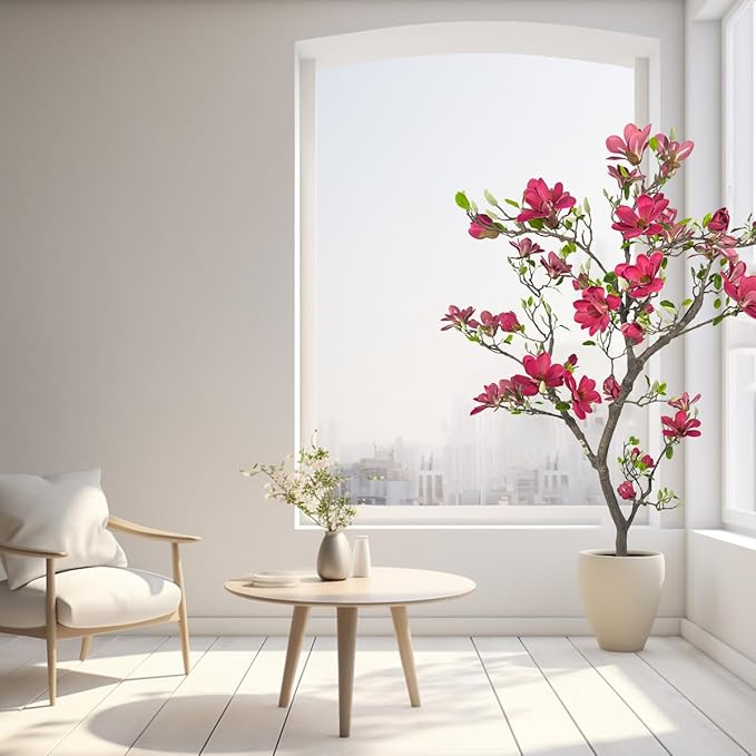 Alonfale 6ft Red Artificial Magnolia Tree - Lifelike Faux Tree for Indoor/Outdoor Decor - Perfect for Home, Porch, or Office (1, Red, 6ft)