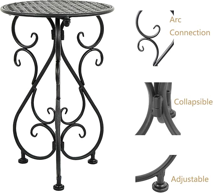 NAKUPE Metal Plant Stand, Heavy Duty Flower Pot Stand 17" Tall, Single Planter Holder for Indoor, Outdoor, Garden, Patio, Porch, Balcony, Home Decor, Black(1 Pack)