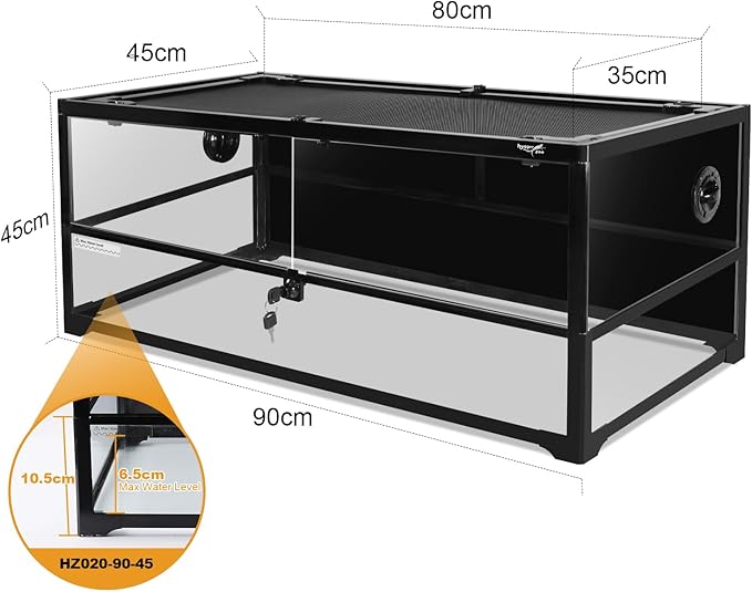 Hygger zoo Glass Reptile Terrarium 18" x 18"x 36"Front Opening Chameleon Cage ull View Glass Terrarium Tank with Double Hinge Door for Reptiles Amphibians, Bearded Dragon Gecko Lizard Snake