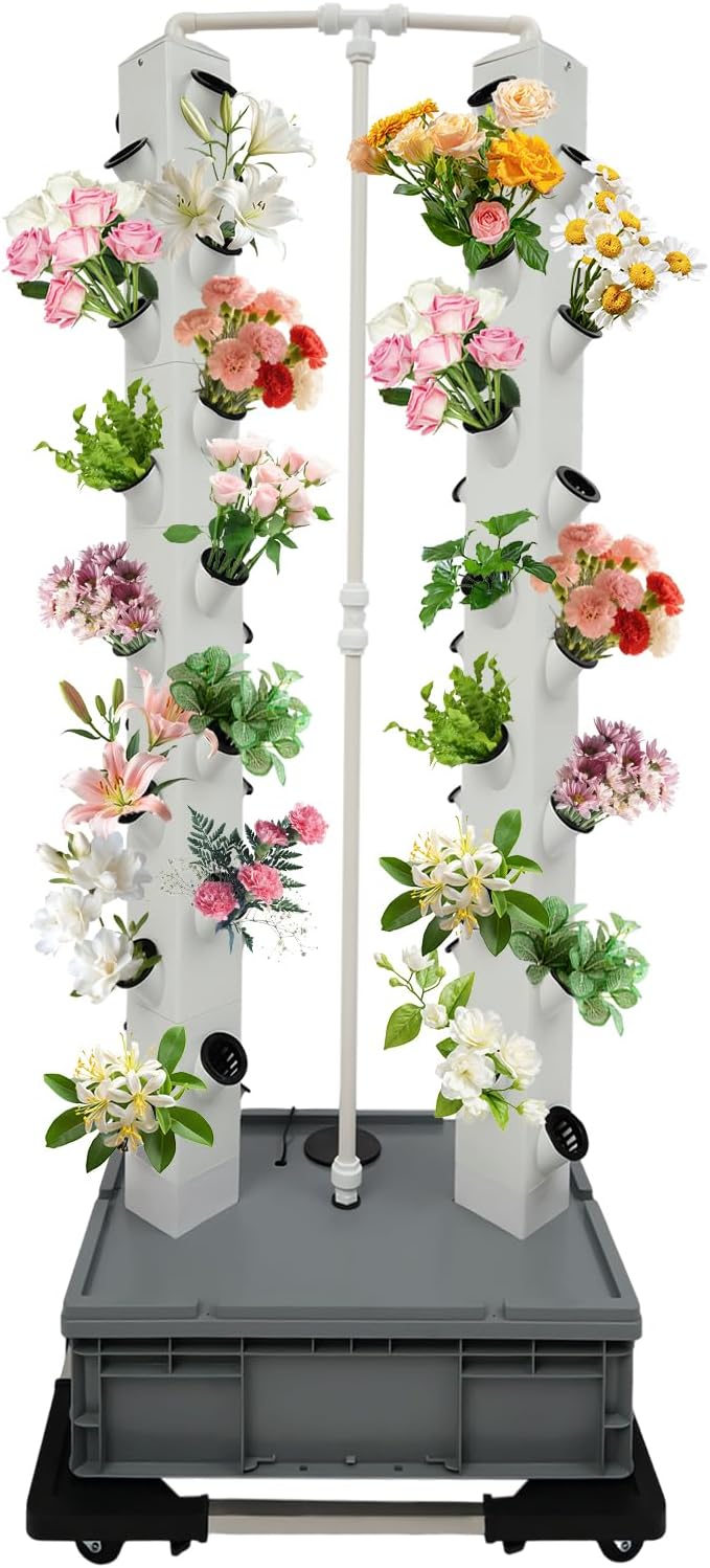 Hydroponics Growing System Kit,56 Pods Vertical Indoor Smart Garden Kit, Indoor Herb Garden with Wheels, Plant Germination Kit for Vegetable Fruit (56 Holes)