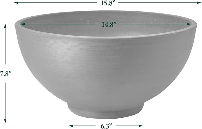 PSW Pot Collection 15x8 inch Plastic/Stone/Wood Composite Square Planter – No Drainage Hole (Drillable), Simplicity Bowl, Chocolate