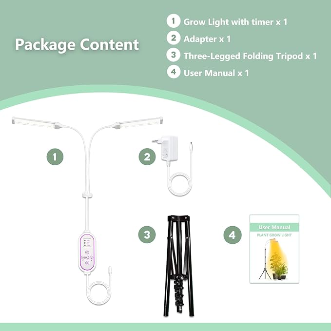 Secefeao Grow Lights for Indoor Plants Full Spectrum, LED Plant Light with Stand, Adjustable Height, Plant Grow Lights with Auto 4/8/12/H Timer for Indoor Tall Plants.(210 LEDs Stand)