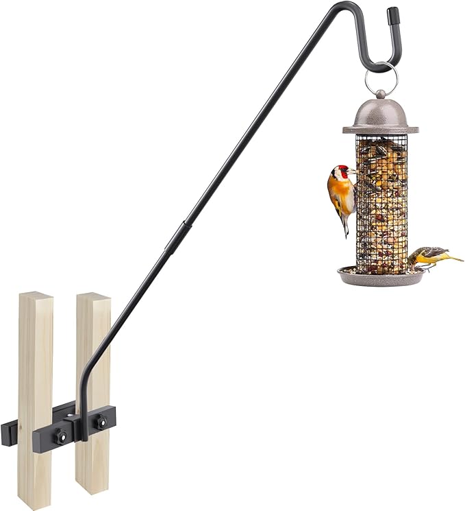 Monalife Deck Railing Plant Hanger Outdoor-Deck Hook Railing Mount，Metal Bird Feeder Hanger for Deck Railing,Fence Shepherds Hooks Pole Bracket for Hanging Hummingbird Feeder,Planter,Flower Baskets
