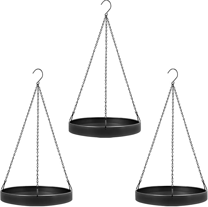 PIKAMAO Plant Hanger Indoor Outdoor, Hanging Planter Baskets for Outdoor Indoor Plants, Hanging Plant Holder Plant Shelf Metal Window Plant Hanger, 3 Pack